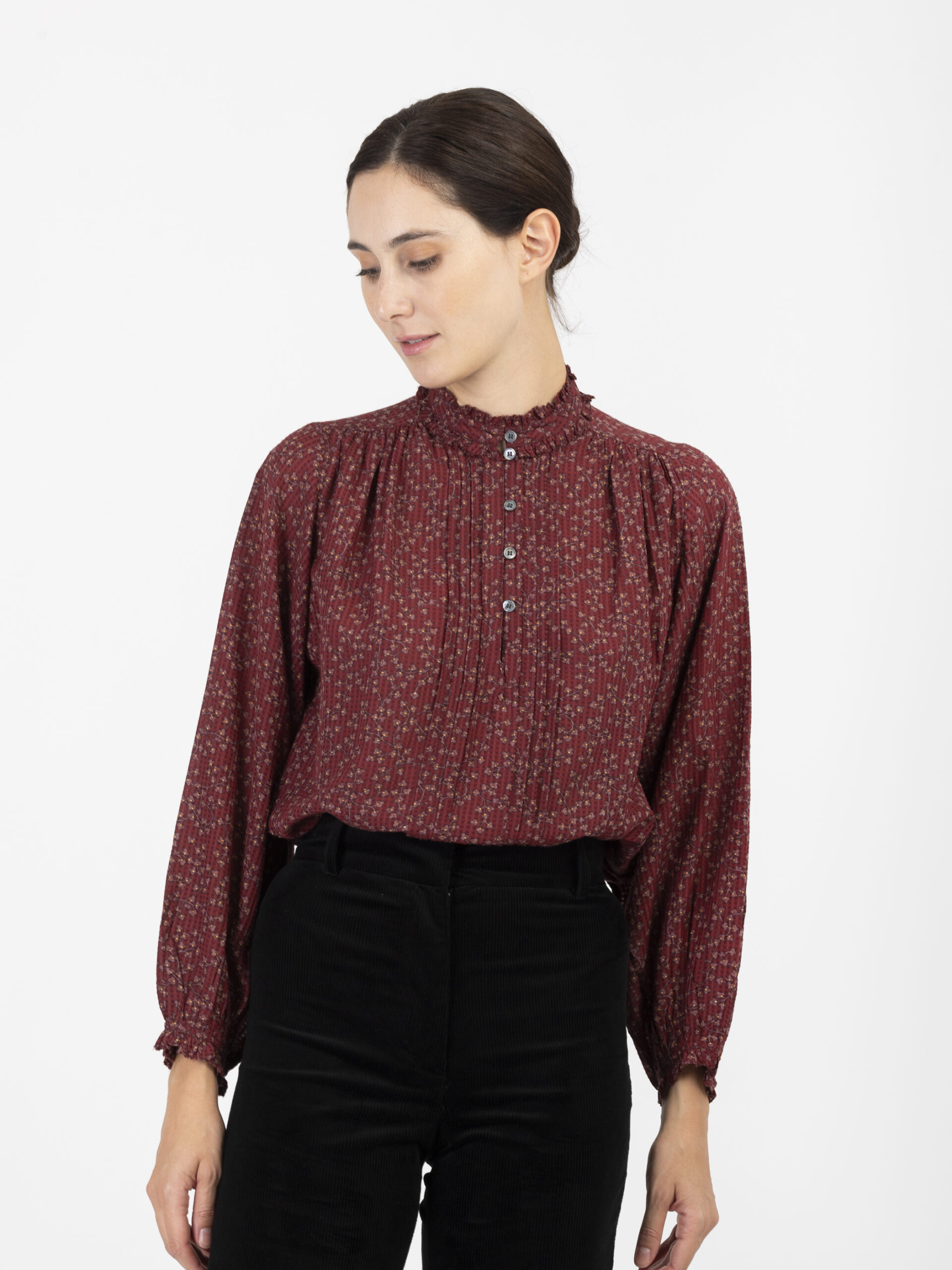 Prado Bordeaux Floral Blouse Shop Matchbox