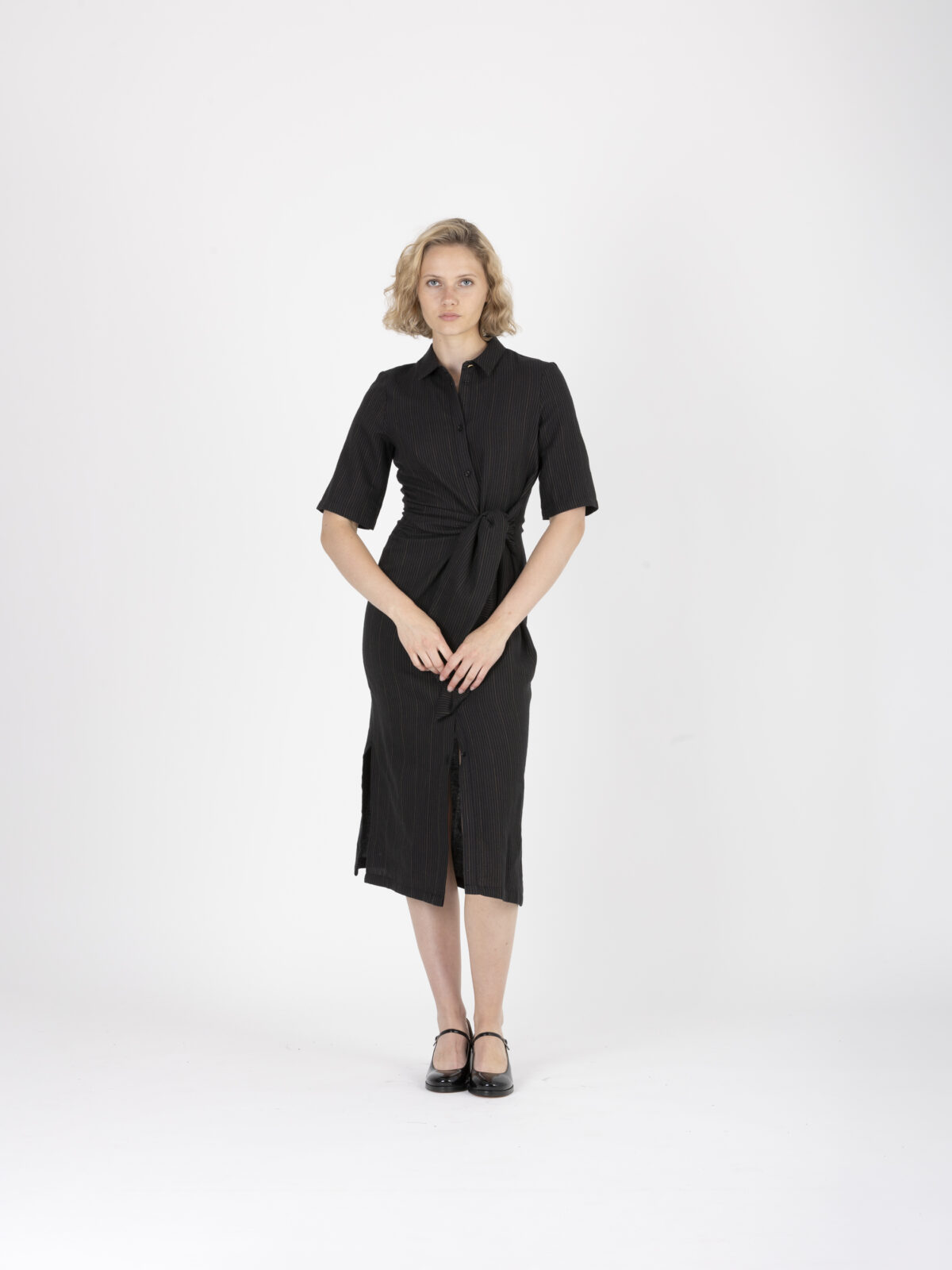 christiana-stirpes-shirt-dress-black-midi-tie-waist-sessun-matchboxathens