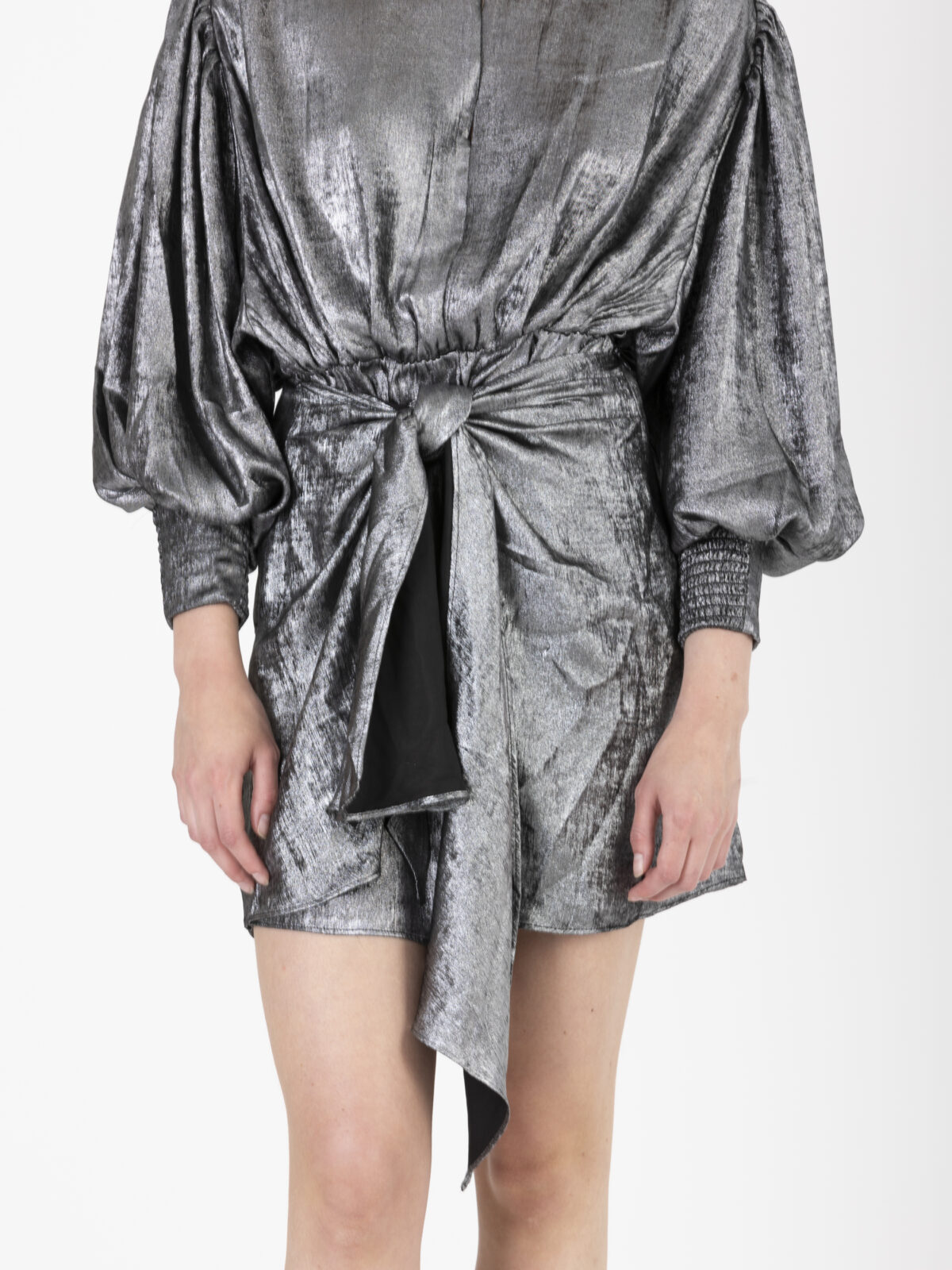 claribel-silver-dress-draped-high-collar-iro-matchboxathens