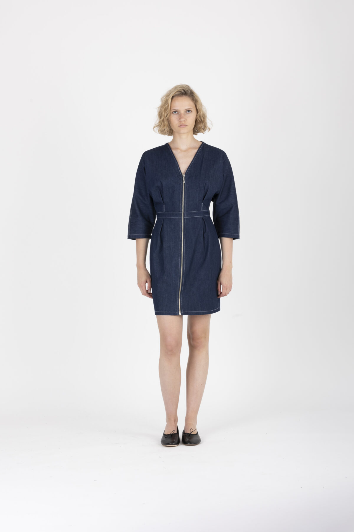 ioni-dress-mini-denim-blue-zipper-vneck-uniforme-athens-matchboxathens