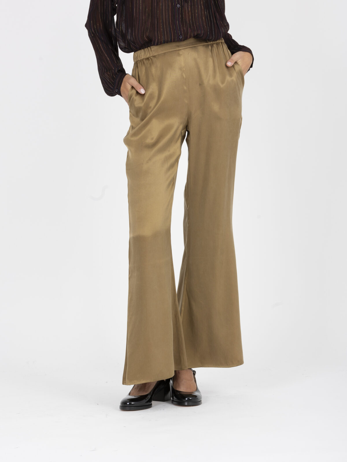 velia-bronze-viscose-pants-flared-satin-elastic-band-mesdemoiselles-matchboxathens