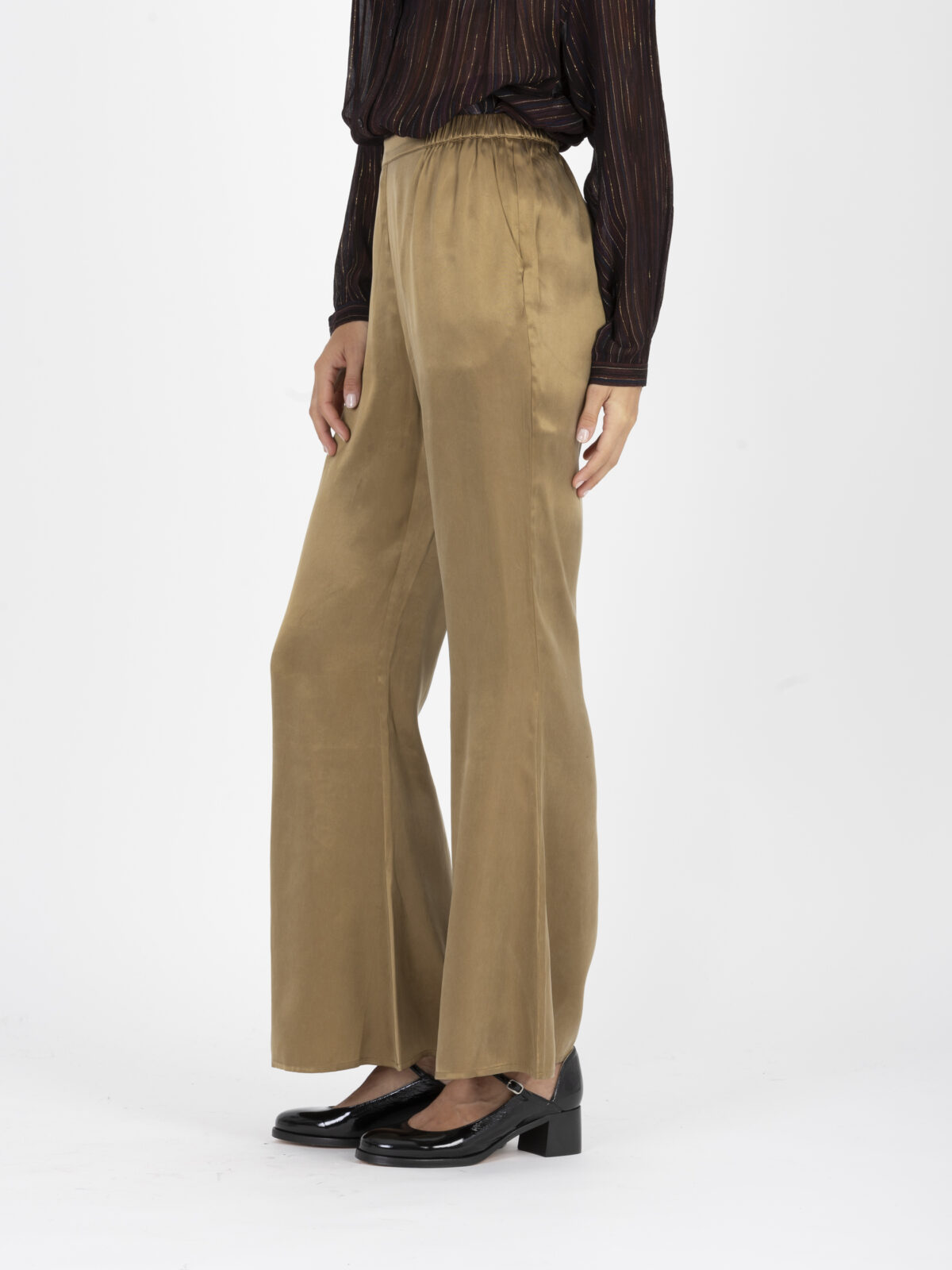 velia-bronze-viscose-pants-flared-satin-elastic-band-mesdemoiselles-matchboxathens