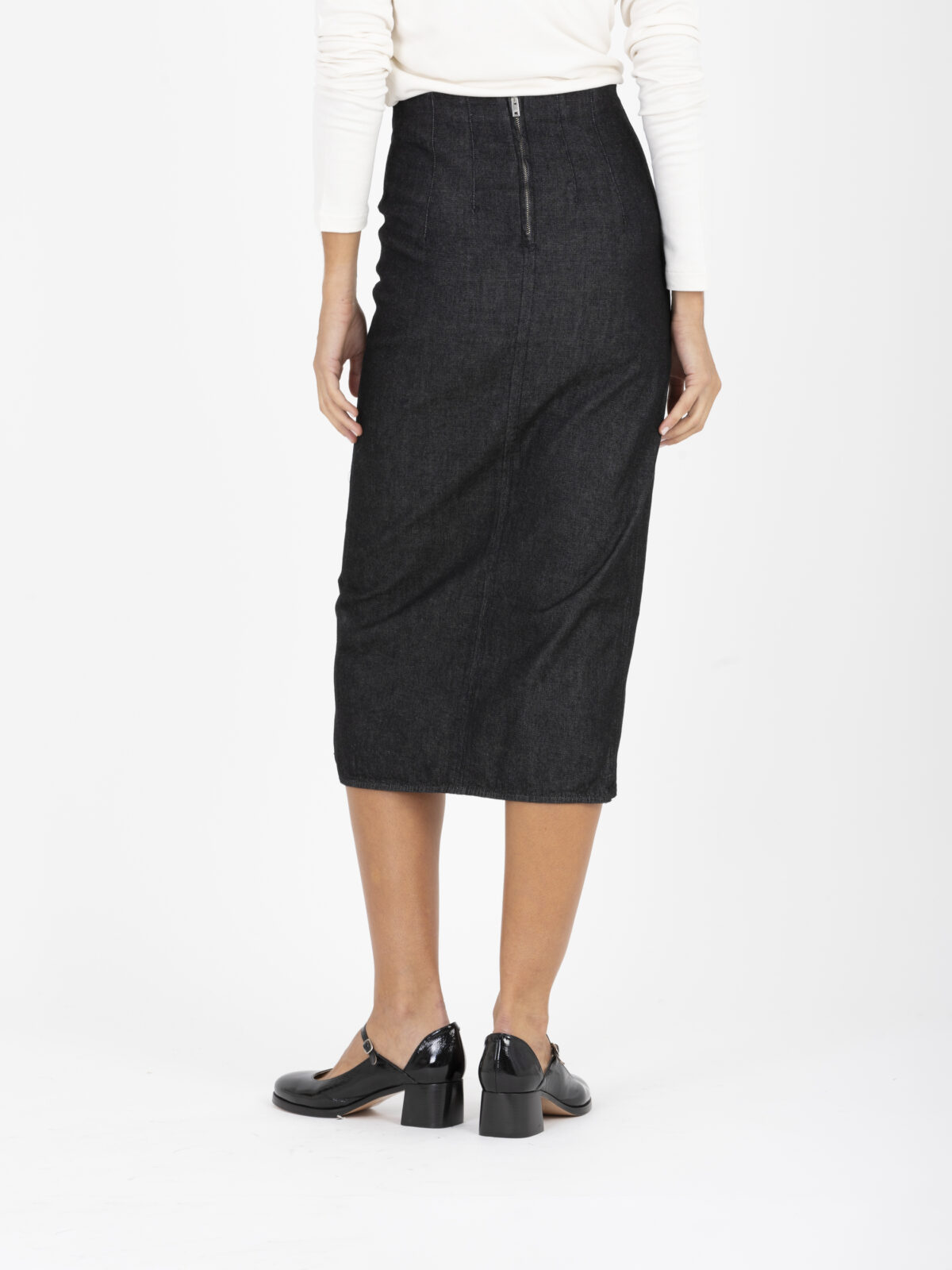 YAIKO-DENIM-SKIRT-MIDI-straight-iro-draped-matchboxathens