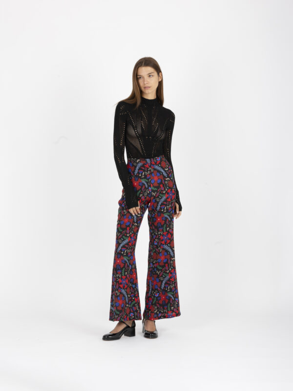 billie-red-printed-trousers-flared-elastic-waist-viscose-uniforme-athens-matchboxathens