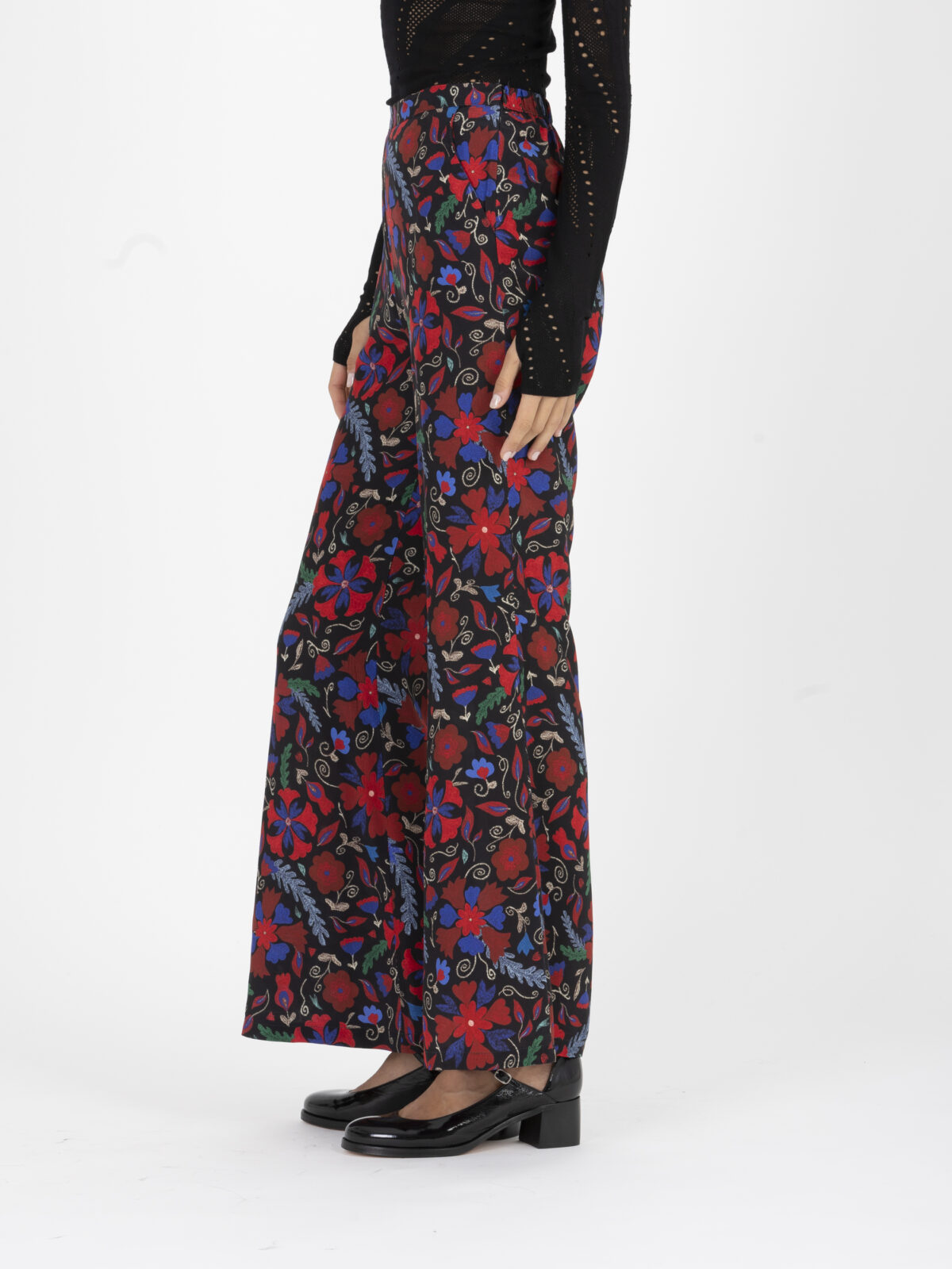 billie-red-printed-trousers-flared-elastic-waist-viscose-uniforme-athens-matchboxathens