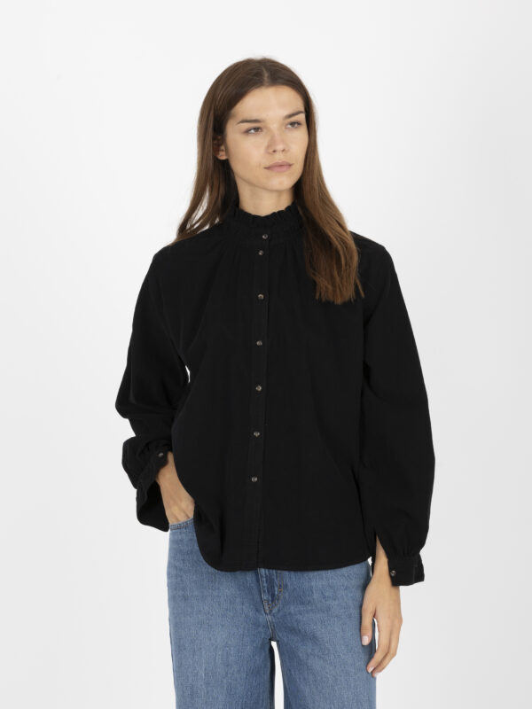 soline-shirt-black-corduroy-frill-neck-loose-sacrecoeur-matchboxathens