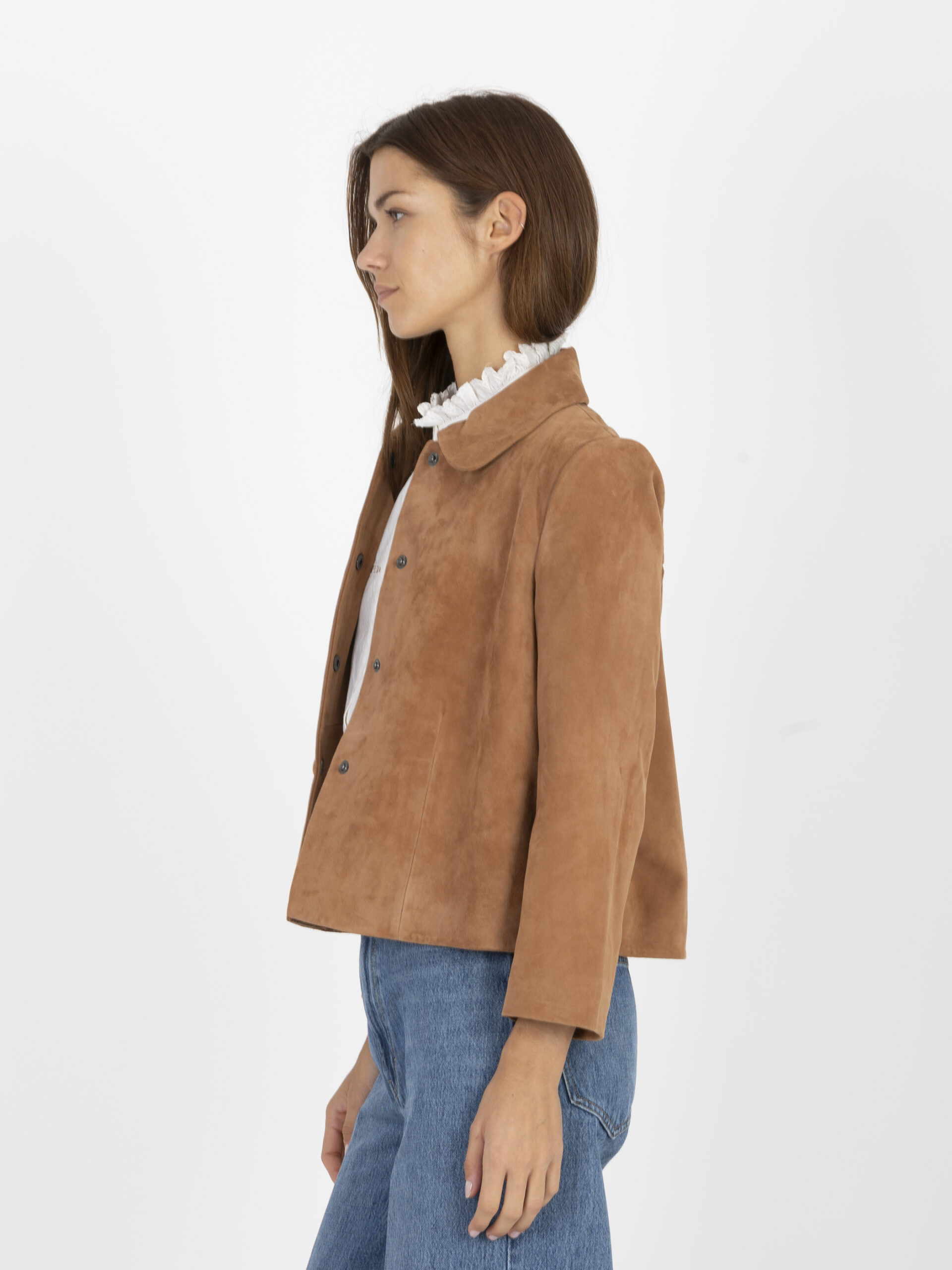 mila-camel-suede-leather-jacket-cropped-round-collar-bash-matchboxathens