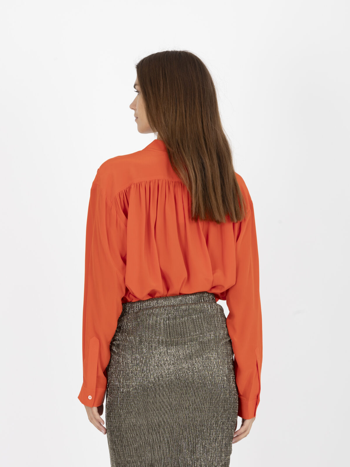 calvin-red-silk-blouse-vneck-gathered-blouse-loose-vanessa-bruno-matchboxathens