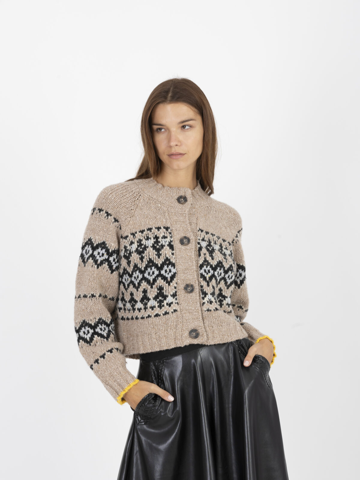 damas-taupe-cardigan-beige-black-pattern-cropped-wool-vanessa-bruno-matchboxathens