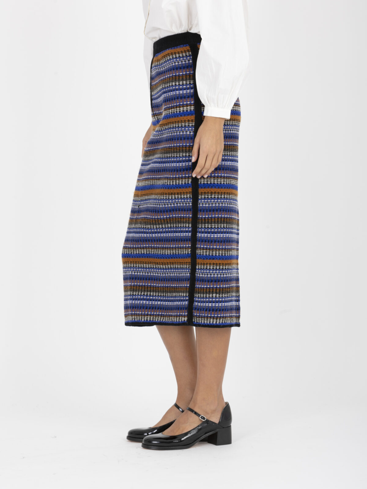 flame-skirt-jacquard-blue-knitted-straight-slit-bash-matchboxathens