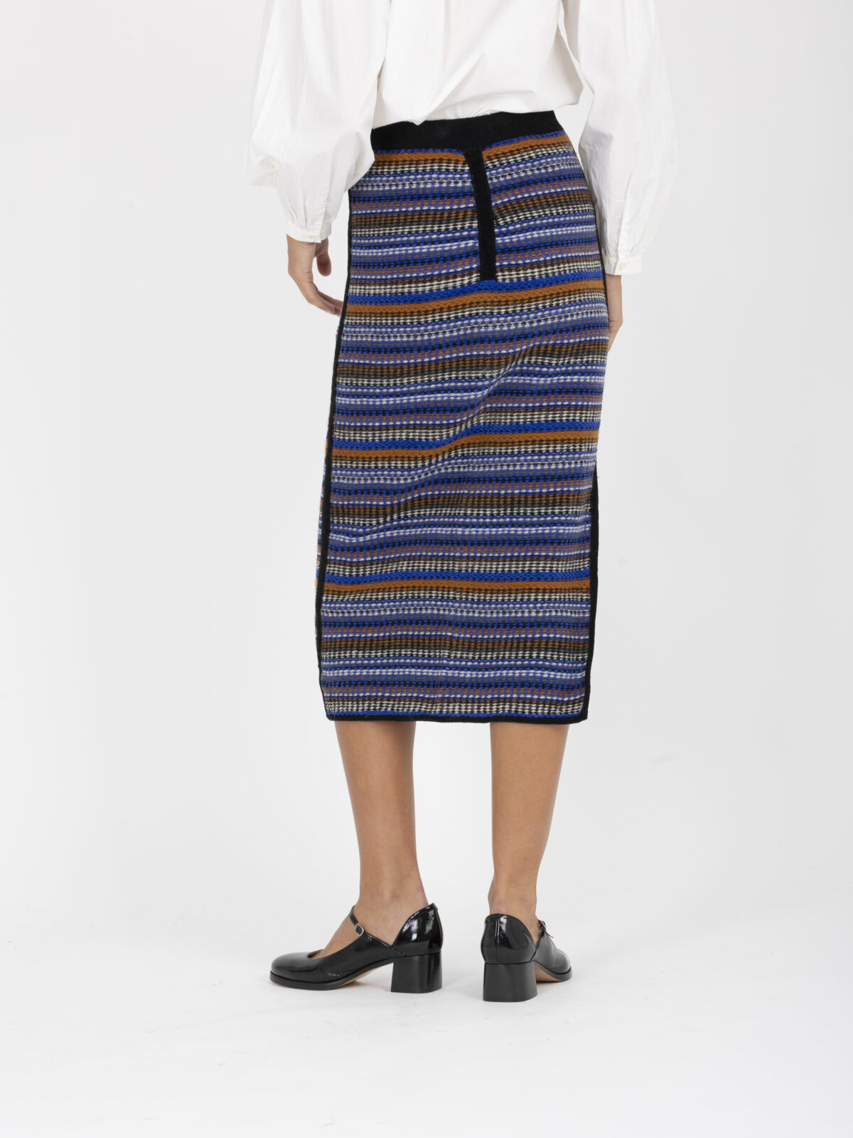 flame-skirt-jacquard-blue-knitted-straight-slit-bash-matchboxathens