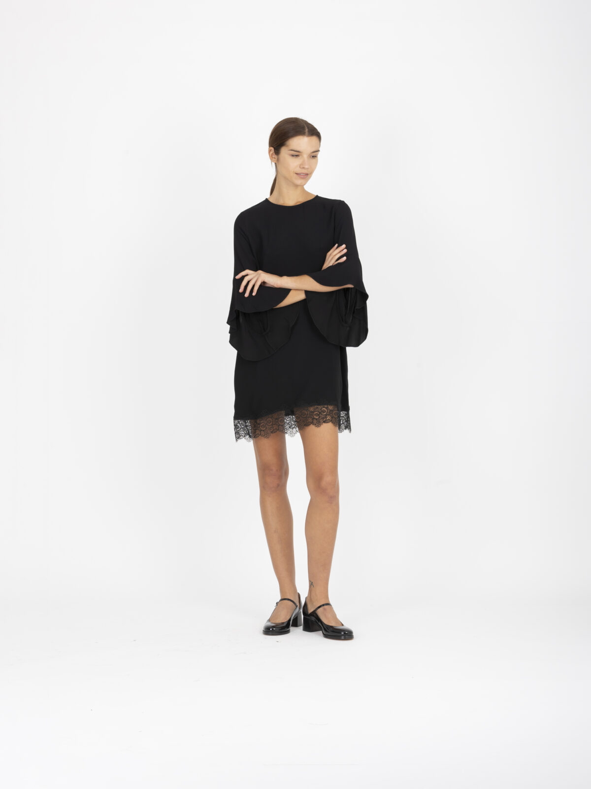 dolyna-black-dress-viscose-lace-ruffles-vanessa-bruno-mathcboxathens