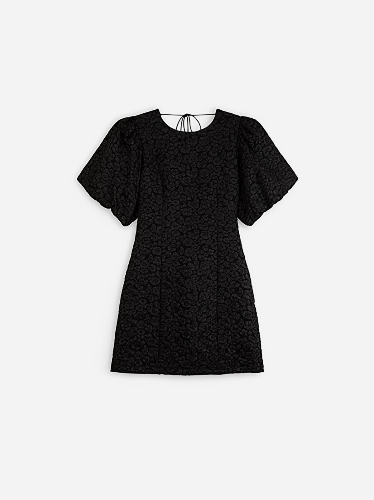 clodie-black-dress-jacquard-bacless-mini-puffy-sleeves-suncoo-matchboxathens