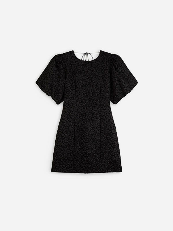 clodie-black-dress-jacquard-bacless-mini-puffy-sleeves-suncoo-matchboxathens