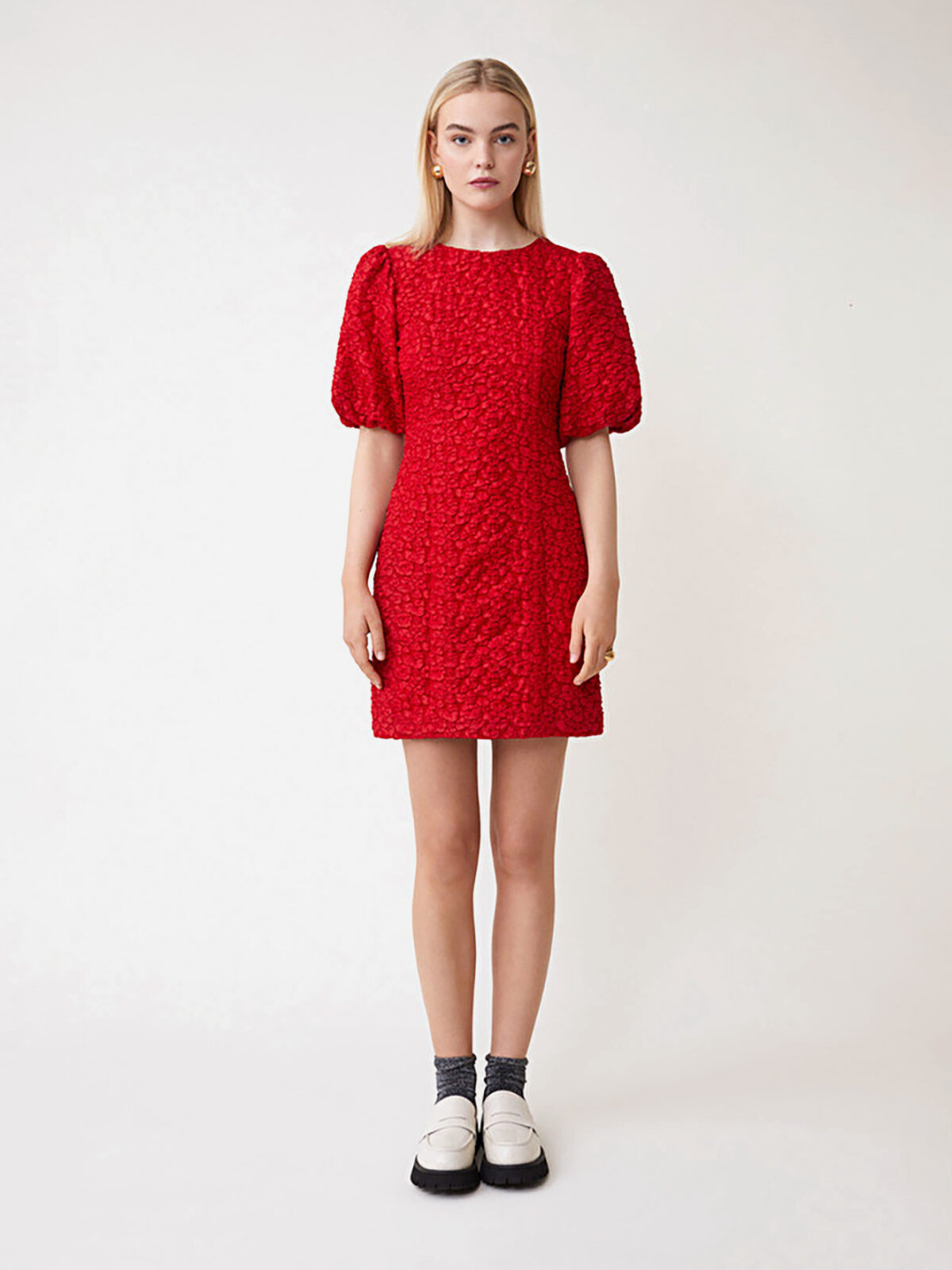 clodie-red-dress-jacquard-bacless-mini-puffy-sleeves-suncoo-matchboxathens